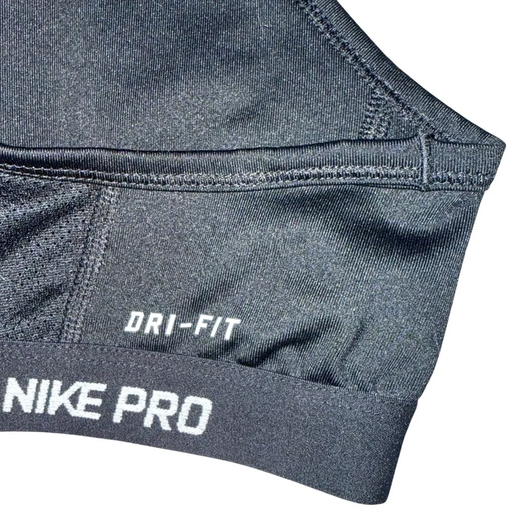 Nike Pro Swoosh Dri Fit Girl’s sz L Black lined front mesh racerback Sports Bra